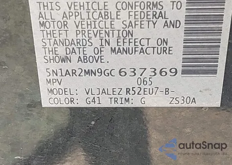 2016 Nissan Pathfinder Platinum/S/Sl/Sv из США, поврежденный, VIN 5N1AR2MN9GC637369